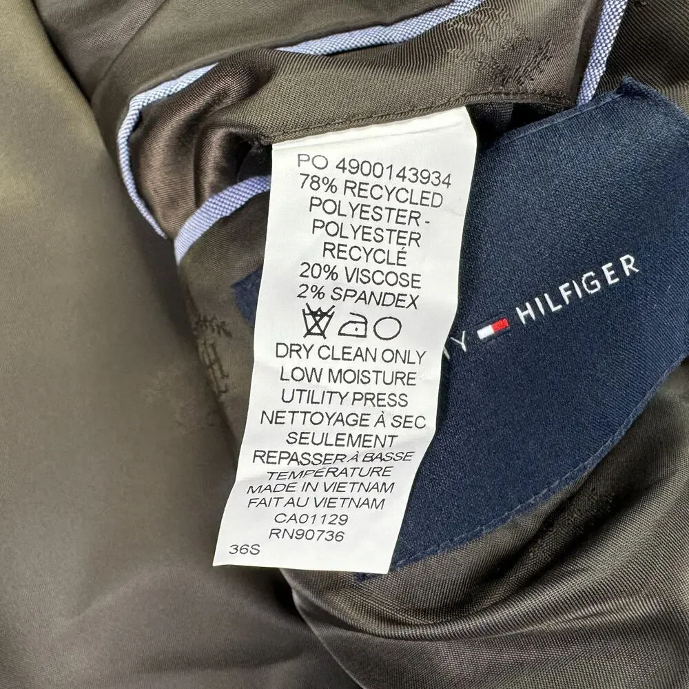 Tommy Hilfiger Mens Modern Fit Conrad Check Plaid Sport Coat Brown Blue 36S
